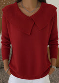 Women's ribbed jumper with wide collar and long sleeves