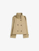 Women's belted trench jacket with high collar, long sleeves and front buttons