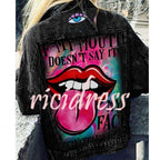 Women's graphic print jacket with colourful back artwork and long sleeves