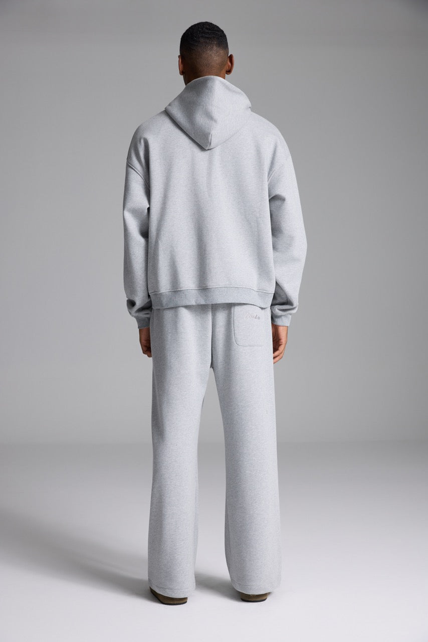 Unisex grey zip front hoodie with hood and pockets