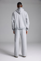 Unisex grey zip front hoodie with hood and pockets