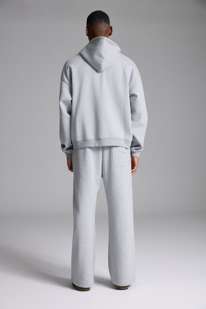 Unisex grey zip front hoodie with hood and pockets