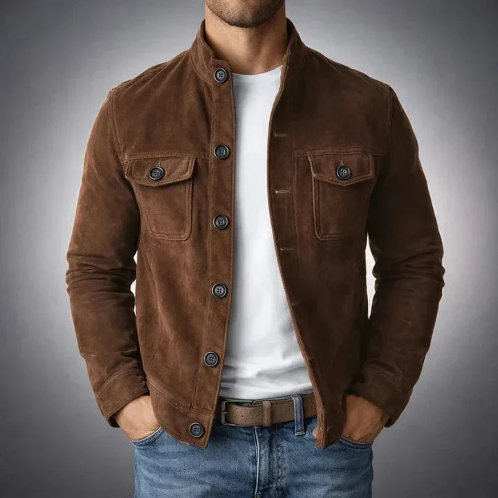 Men's Vintage Suede-Look Utility Jacket