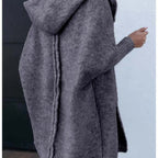 Women's oversized hooded cardigan with batwing sleeves and ribbed trims