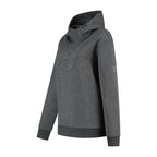 Women's dark grey hooded sweatshirt with long sleeves and ribbed trims