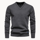 Men's long-sleeve V-neck sweater with ribbed trims