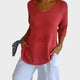 Women's V-neck jumper with three-quarter sleeves and ribbed trims