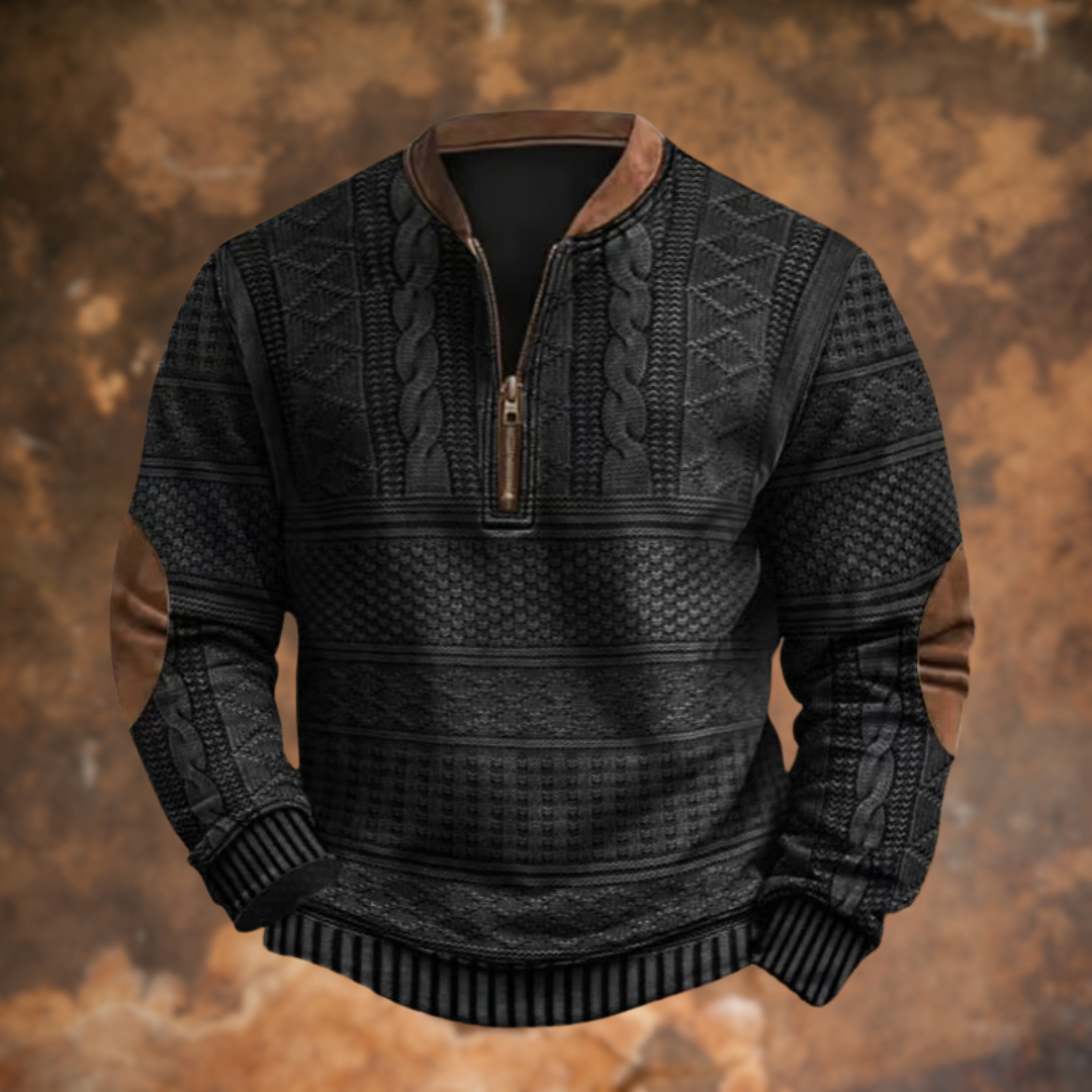 Men's Jacquard Knit Half-Zip Polo Jumper