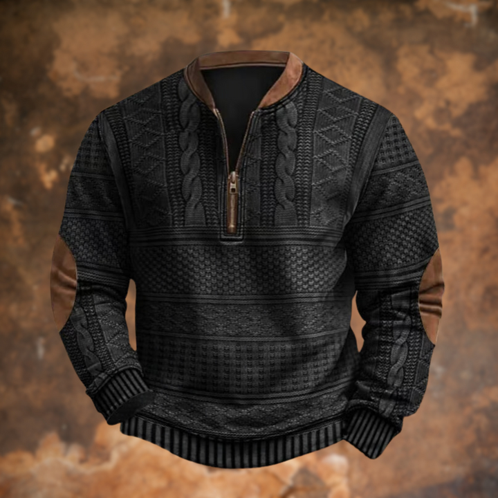 Men's Jacquard Knit Half-Zip Polo Jumper