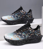 Women's abstract paint splatter platform lace-up sneakers