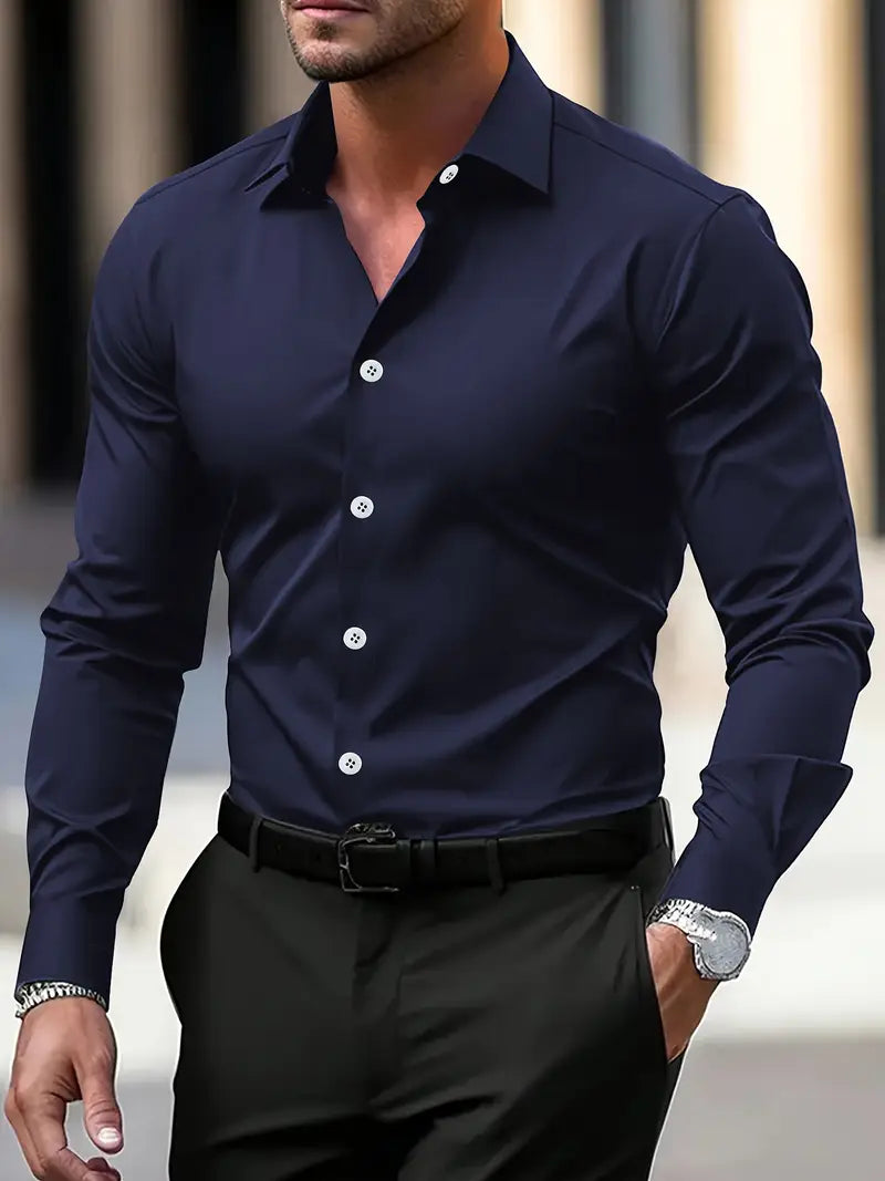 Men's slim fit long-sleeve button-front shirt