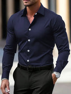 Men's slim fit long-sleeve button-front shirt