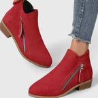 Women's ankle boots with side zipper and block heel