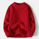 Men's cable knit crew neck sweater with long sleeves