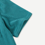 Men's short-sleeve knitted waffle shirt with notched collar and chest pocket
