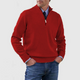 Men's quarter zip mock neck jumper with long sleeves and ribbed trims