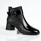 Women's quilted ankle boots with buckle strap and block heel