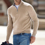 Men's long-sleeve quarter-zip jumper with a mock neck