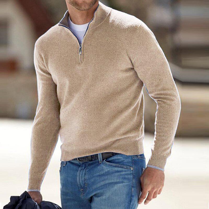 Men's long-sleeve quarter-zip jumper with a mock neck