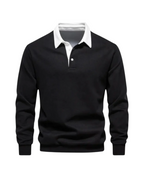 Men's polo sweater with contrast collar and long sleeves