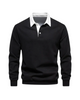 Men's polo sweater with contrast collar and long sleeves