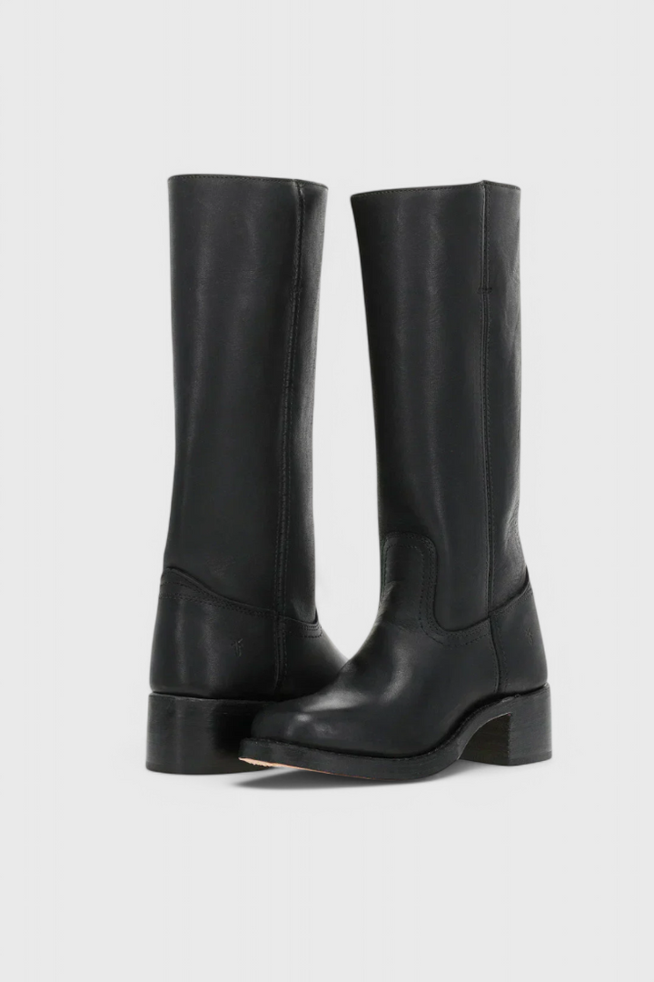 Women's tall classic boots with almond toes and low block heels