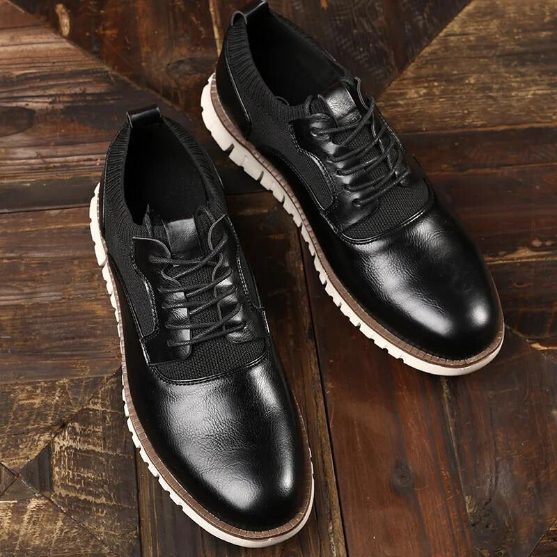 Men's casual lace-up sneakers with textured panels