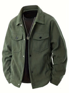 Men's ribbed corduroy jacket with collar, button front and four pockets