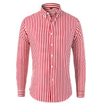 Men's vertical striped shirt with button front and rolled sleeves