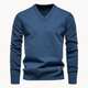 Men's long-sleeve V-neck sweater with ribbed trims