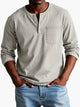 Men's long sleeve Henley shirt with chest pocket
