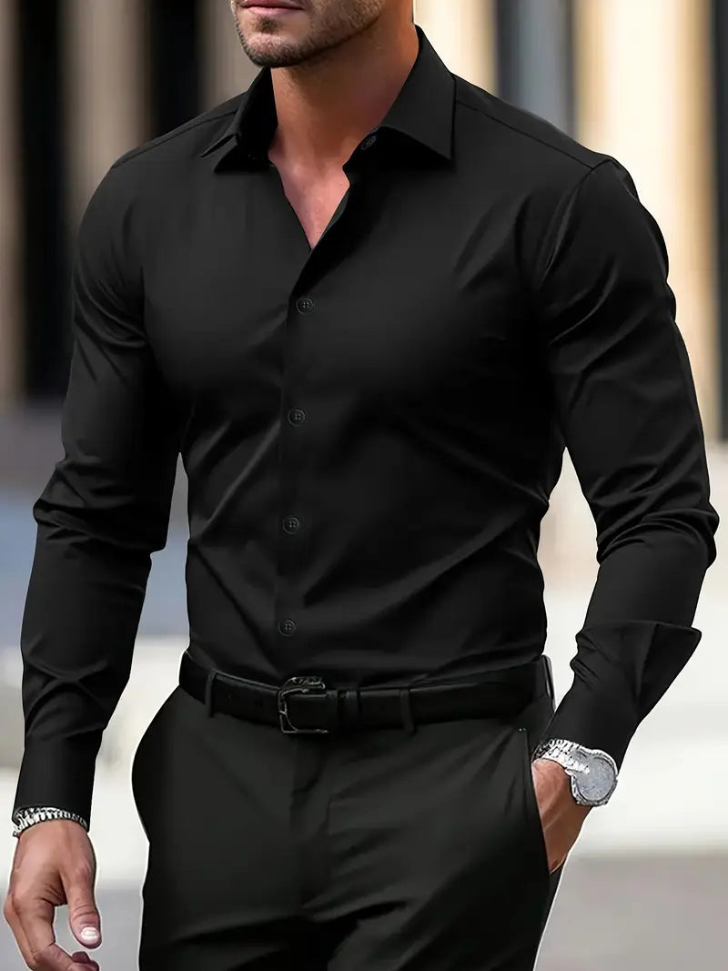 Men's slim fit long-sleeve button-front shirt