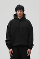 Men's black pullover hoodie with kangaroo pocket