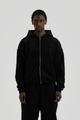 Men's black zip-up hoodie with kangaroo pocket