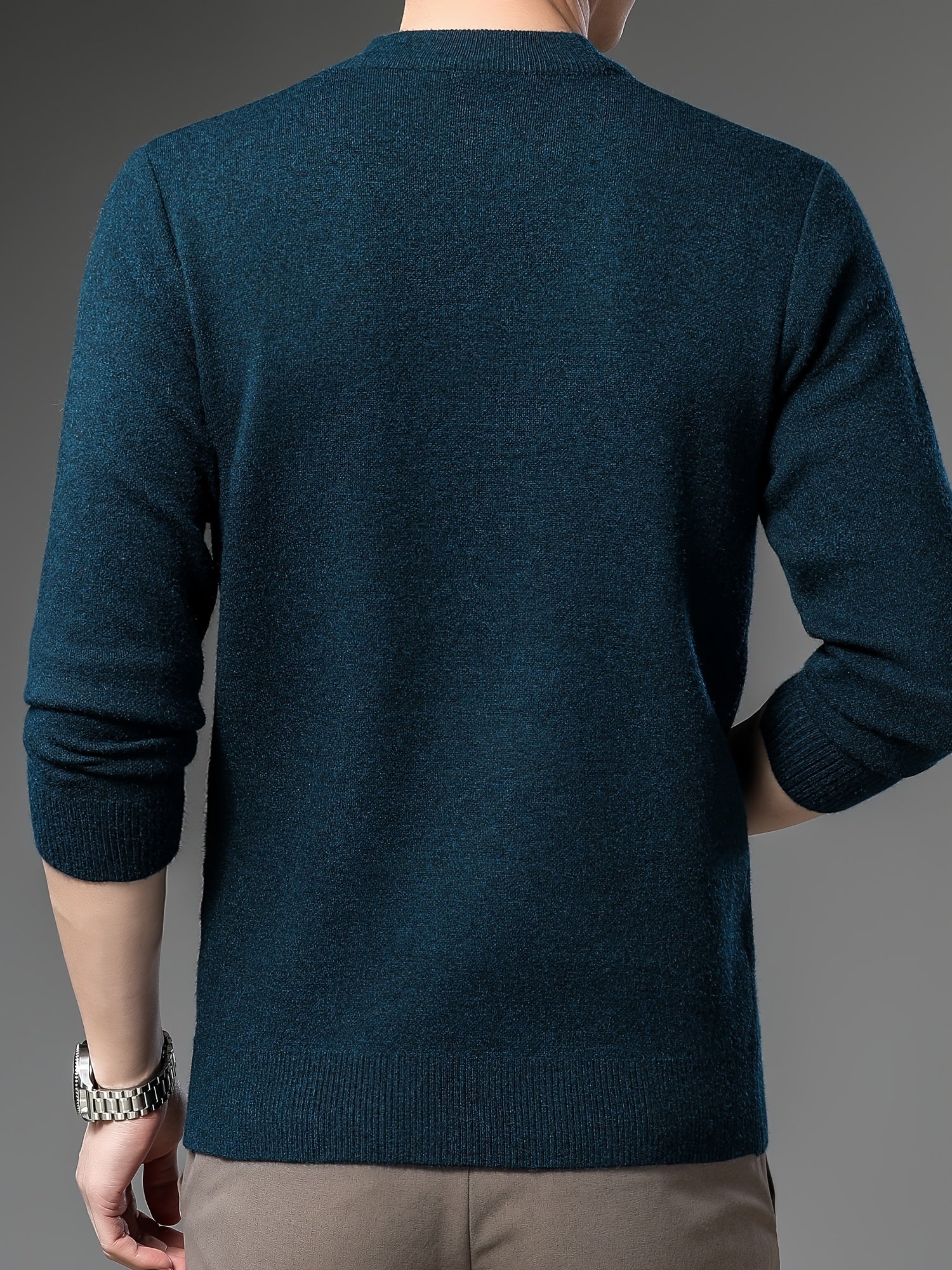 Men's geometric pattern crew-neck jumper with long sleeves