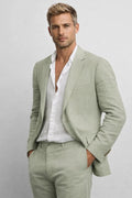 Men's tailored two-piece suit with structured blazer and matching trousers