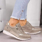 Women's lace-up sneakers with side zipper and textured sole
