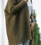 Women's oversized hooded cardigan with batwing sleeves and ribbed trims