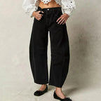 Women's high-waist cropped wide-leg trousers with front pockets