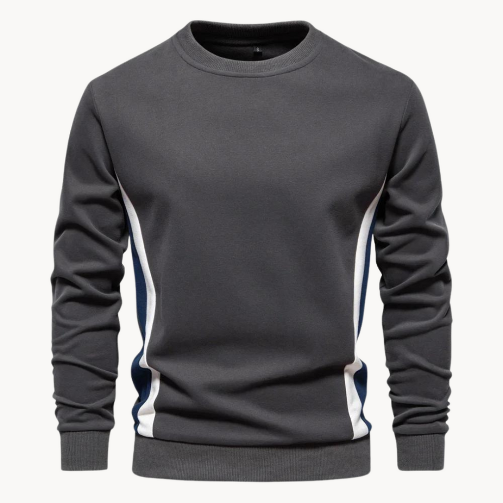 Men's long-sleeve colourblock crew neck sweatshirt with contrasting side panels
