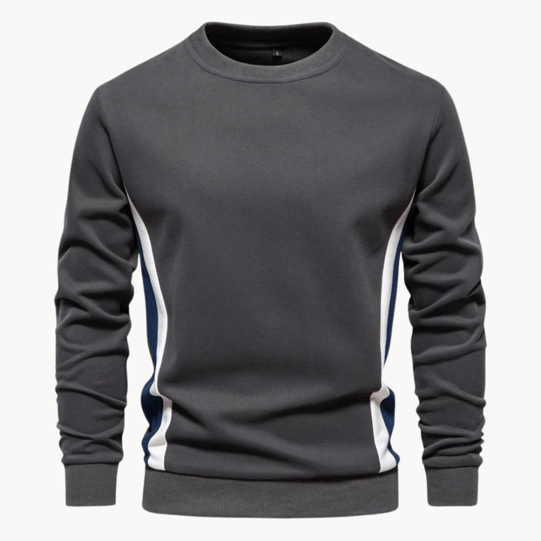 Men's long-sleeve colourblock crew neck sweatshirt with contrasting side panels