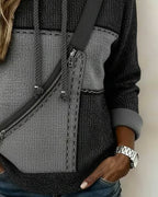 Women's colour-block hoodie with drawstring hood and zip pocket
