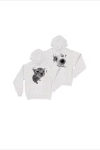 Unisex white hoodie with cat or dog graphic print