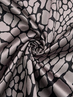 Women's grey and black snakeskin print blouse with lapel collar and long sleeves