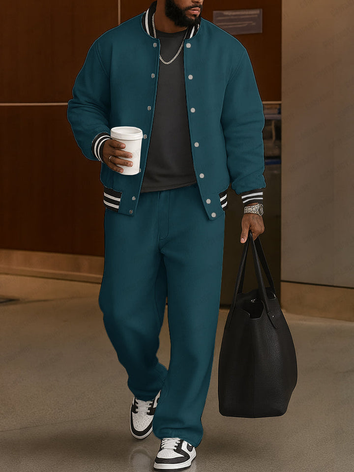 Men's Bomber Jacket and Trousers Two-Piece Set