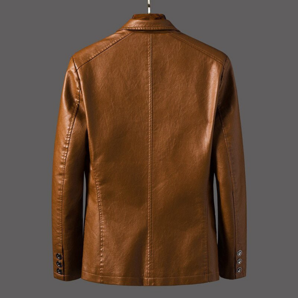 Men's blazer jacket with notched lapels, long sleeves and button front