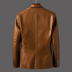 Men's blazer jacket with notched lapels, long sleeves and button front