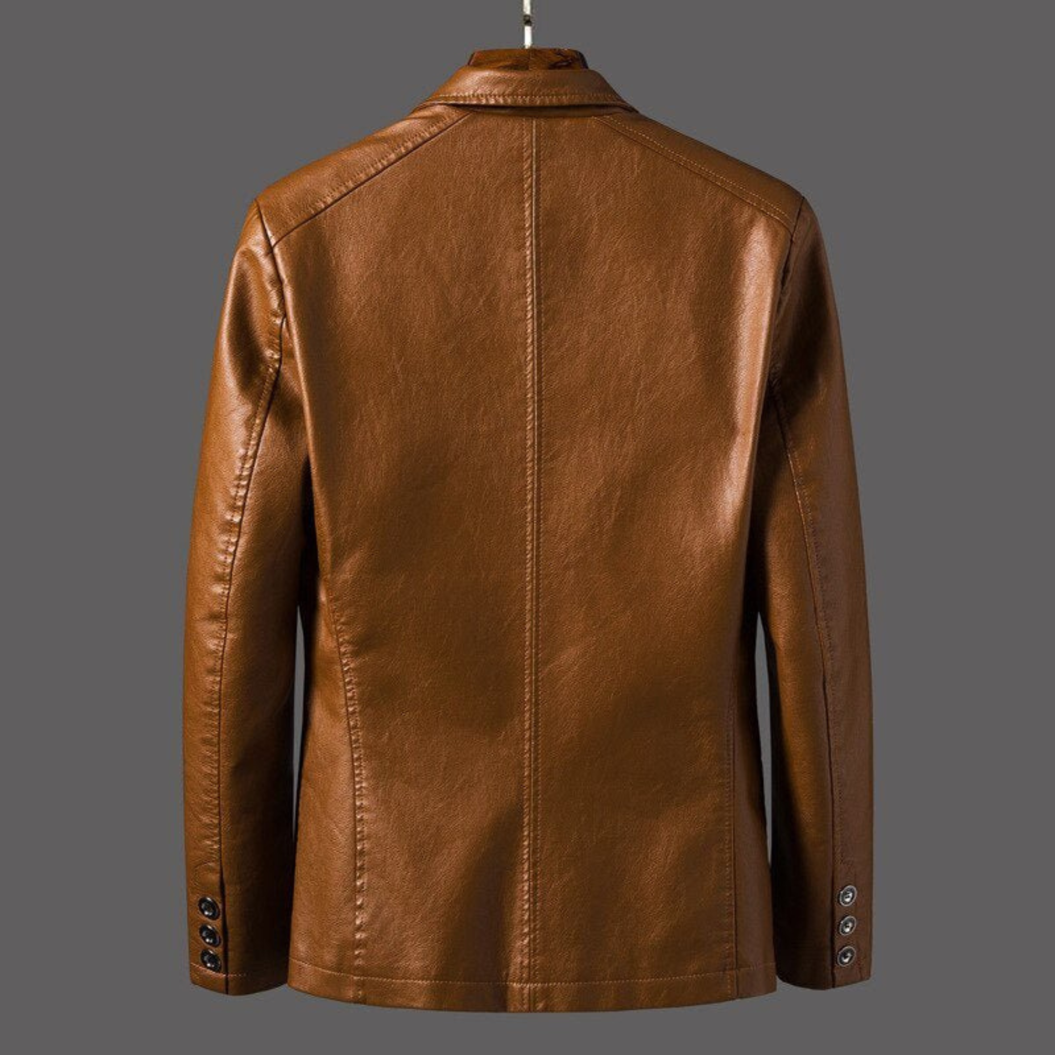 Men's blazer jacket with notched lapels, long sleeves and button front