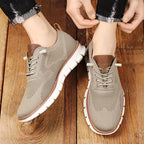 Unisex textured knit sneakers with lace-up front and white ridged sole