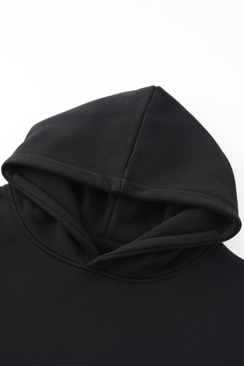 Men's black pullover hoodie with hood and front pouch pocket